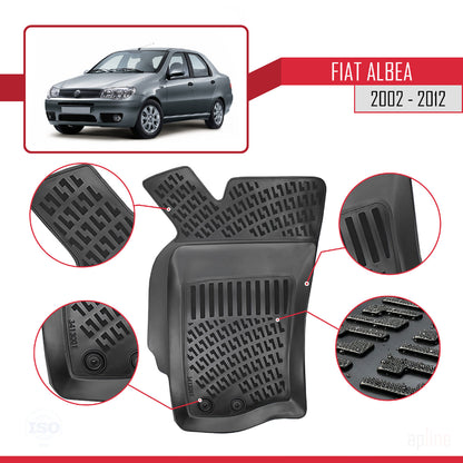 Compatibile con tappetini auto Fiat Albea 2002-2012 4D neri