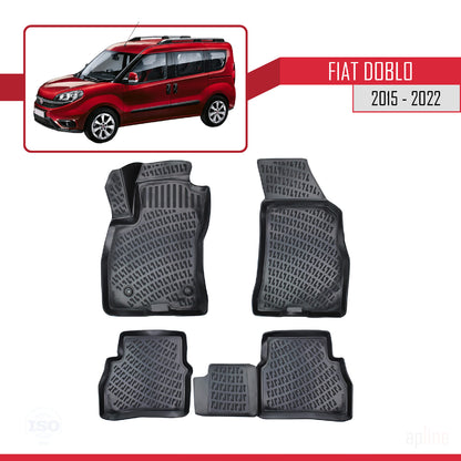 Compatible avec Fiat Doblo 2 Post-Facelift 2015-2022 4D Tapis de Voiture Noir