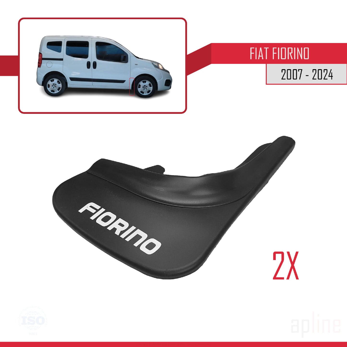 Compatible avec Fiat Fiorino 3 2008-2024 Jeu de Bavettes Garde-boue Avant et Arrière de Voiture 4 Pcs Noir