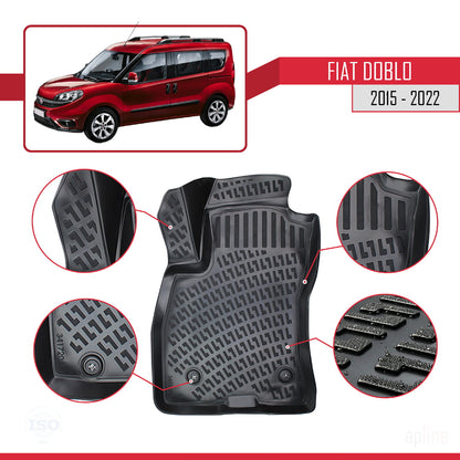 Compatibile con tappetini auto Fiat Doblo 2 2015-2022 4D neri