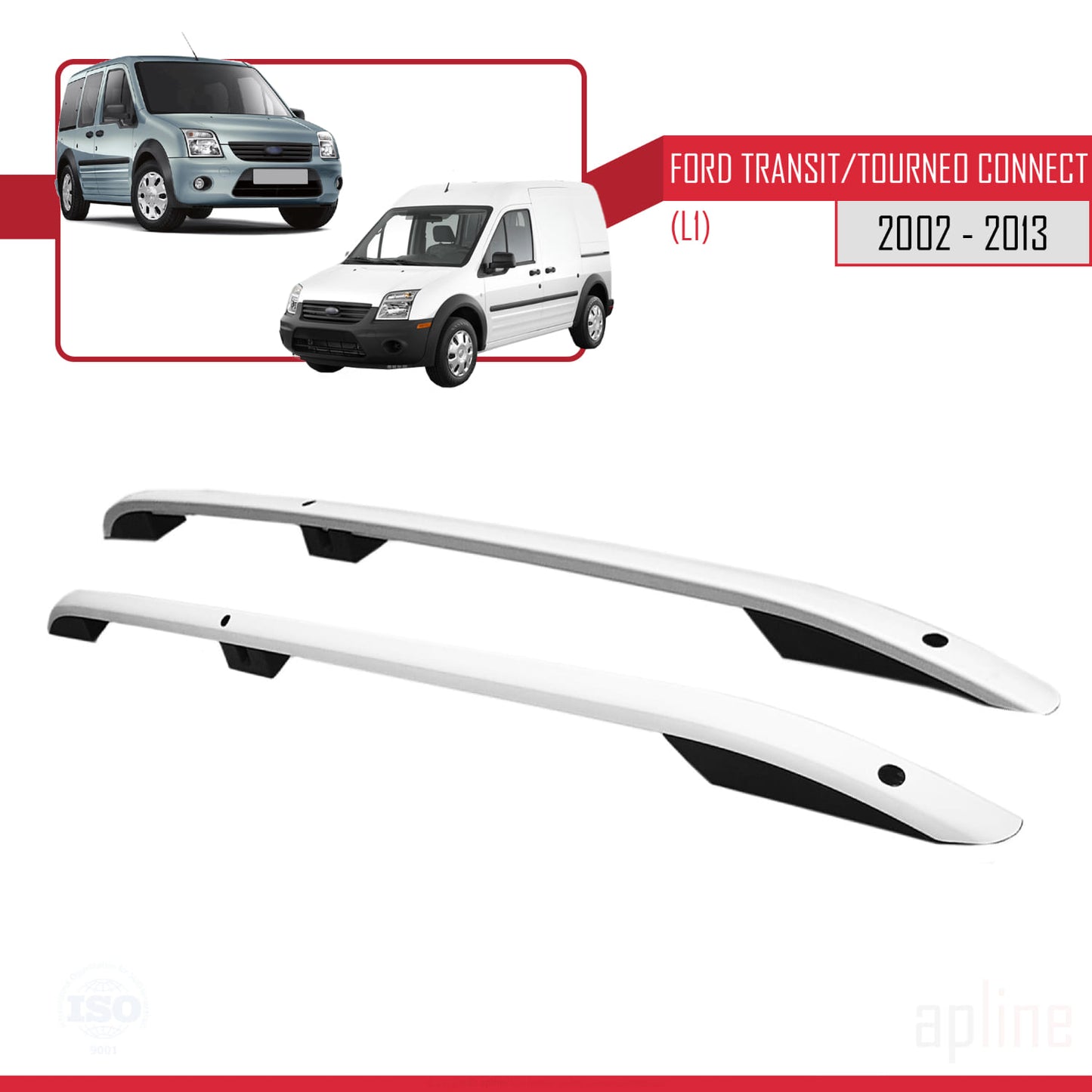 Compatibile con Ford Transit/Tourneo Connect 2002-2013 (passo corto L1/H1) Barre portatutto grigie