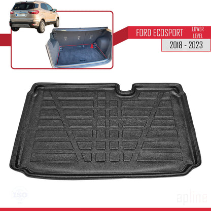 Compatibile con Ford EcoSport (B515) 2018-2023 Tappetino flessibile per bagagliaio con piano di carico inferiore, nero