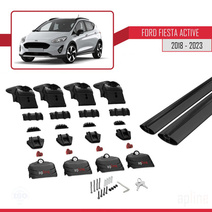 Compatibile con Ford Fiesta 7 Active 2018-2023 ACE-2 Barre portatutto per auto Portapacchi in alluminio nero 2 barre