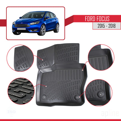 Tappetini auto compatibili con Ford Focus 3 (C346) post-restyling 2015-2018 4D neri