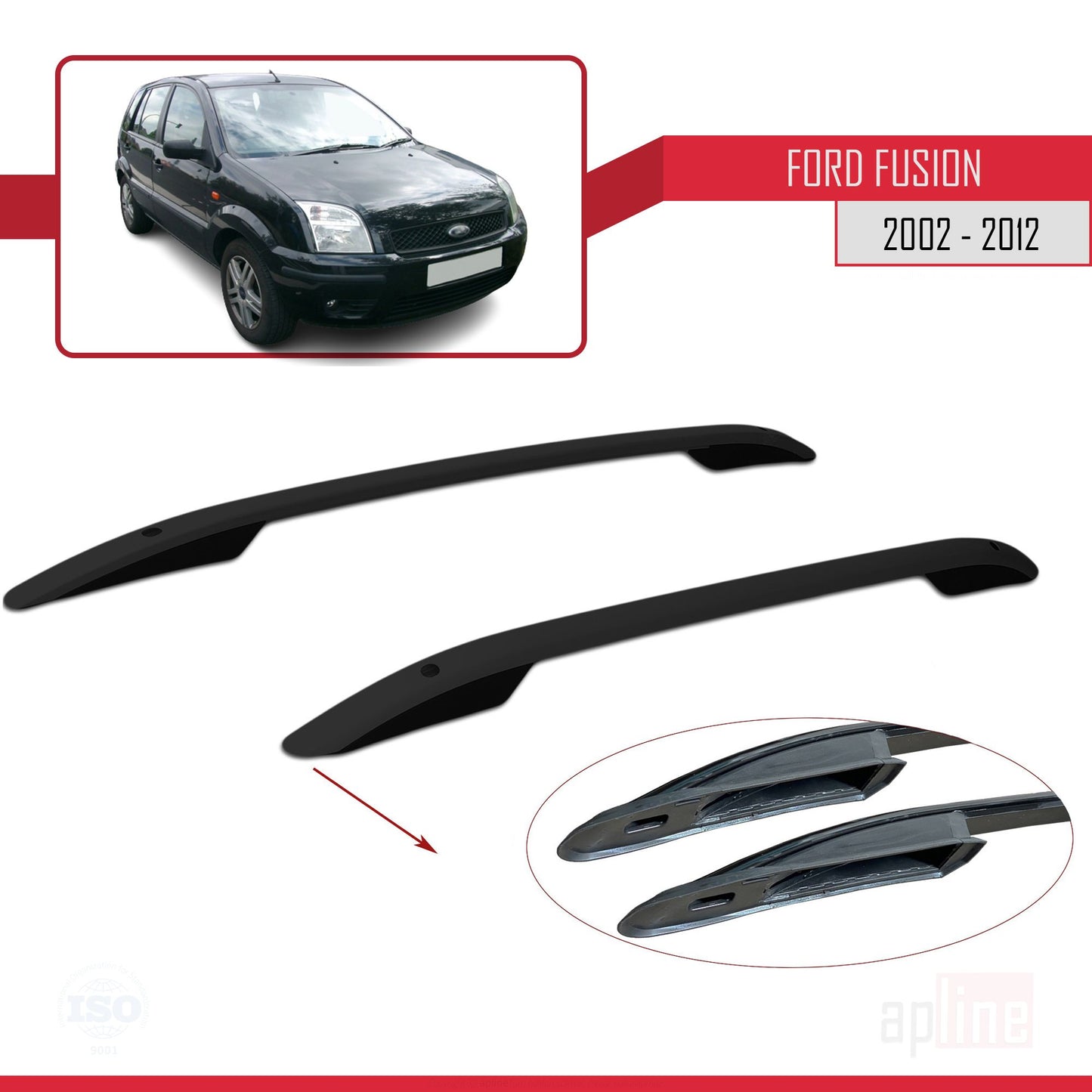 Compatibile con Ford Fusion 2002-2012 (Passo Corto L1/H1) Barre sul Tetto Portapacchi sul Tetto (Modello Adesivo) Nero