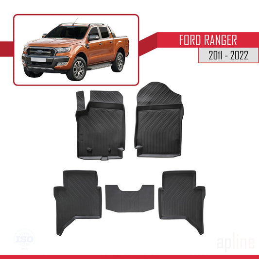 Compatibile con Ford Ranger (P375) 2011-2022 4D Tappeti in Gomma Nero