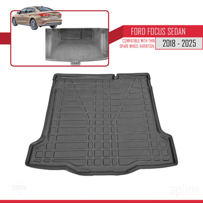 Compatibile con Ford Focus 4 (C519) Hatchback 2018-2025 Tappetino flessibile per bagagliaio, piano di carico, nero