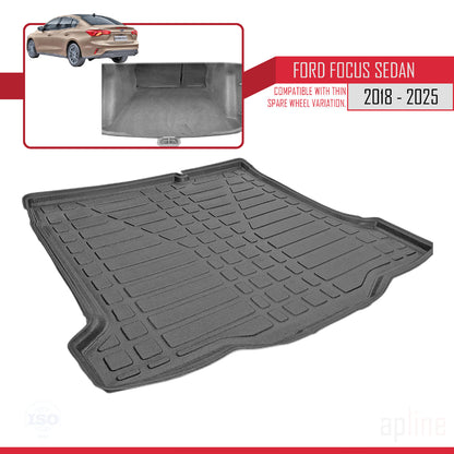Compatibile con Ford Focus 4 (C519) Hatchback 2018-2025 Tappetino flessibile per bagagliaio, piano di carico, nero