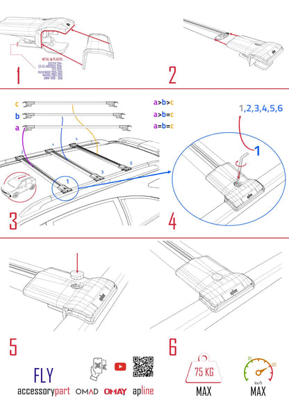 Compatibile con Mitsubishi ASX (GA) 2010-2022 FLY Model Barre Tetto Portapacchi Auto Barre Portatutto Grigo Alluminio 3 Barre