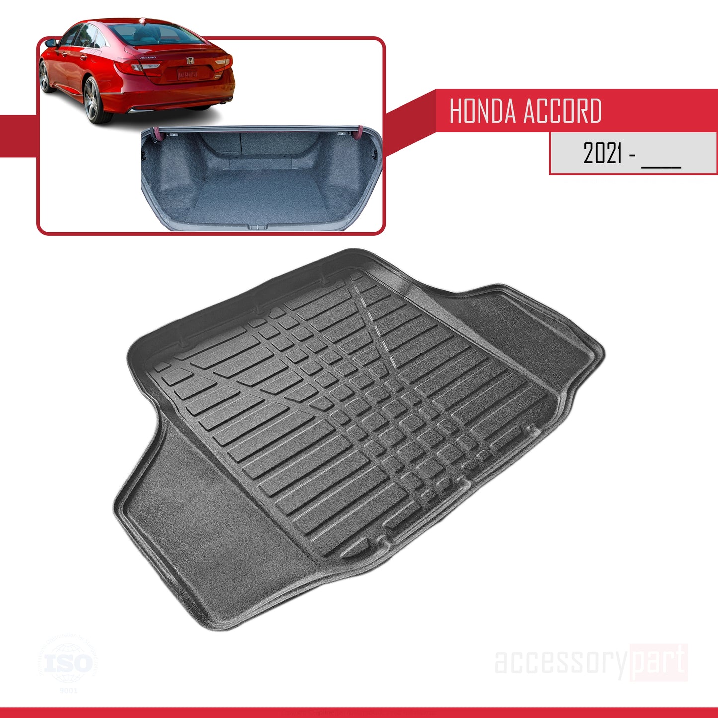 Compatibile con Honda Accord X Post-Facelift 2021-2023 Tappetino flessibile per bagagliaio, nero