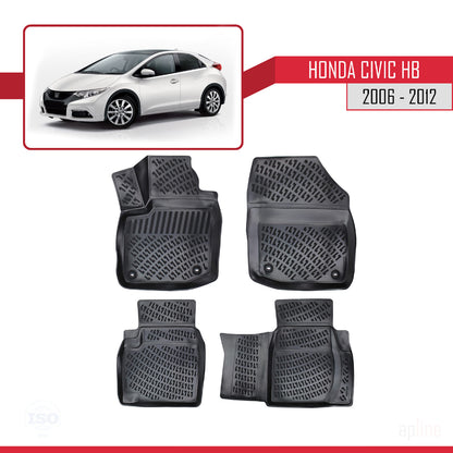 Tappetini auto neri compatibili con Honda Civic HB 2012-2015 4D
