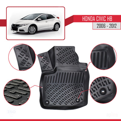 Tappetini auto neri compatibili con Honda Civic HB 2012-2015 4D