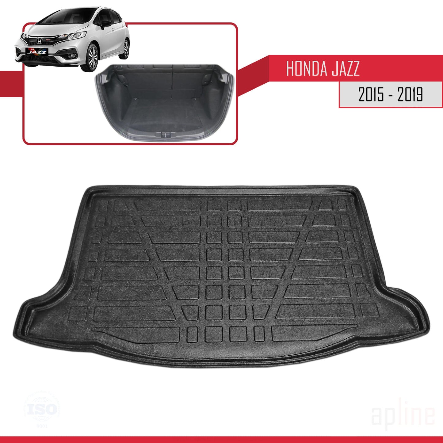 Compatibile con Honda Jazz 3 (GK) 2015-2019 Tappetino flessibile per bagagliaio, nero