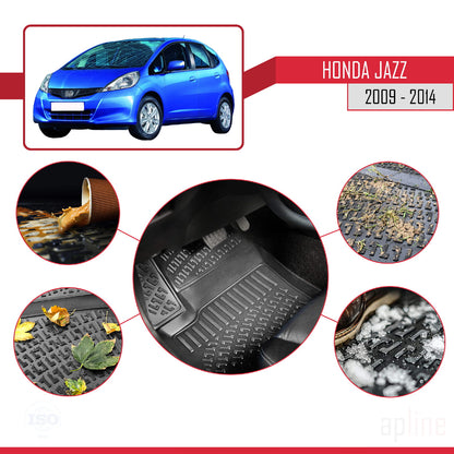 Compatibile con tappetini auto 4D Honda Jazz 2 (GE) 2009-2014 neri