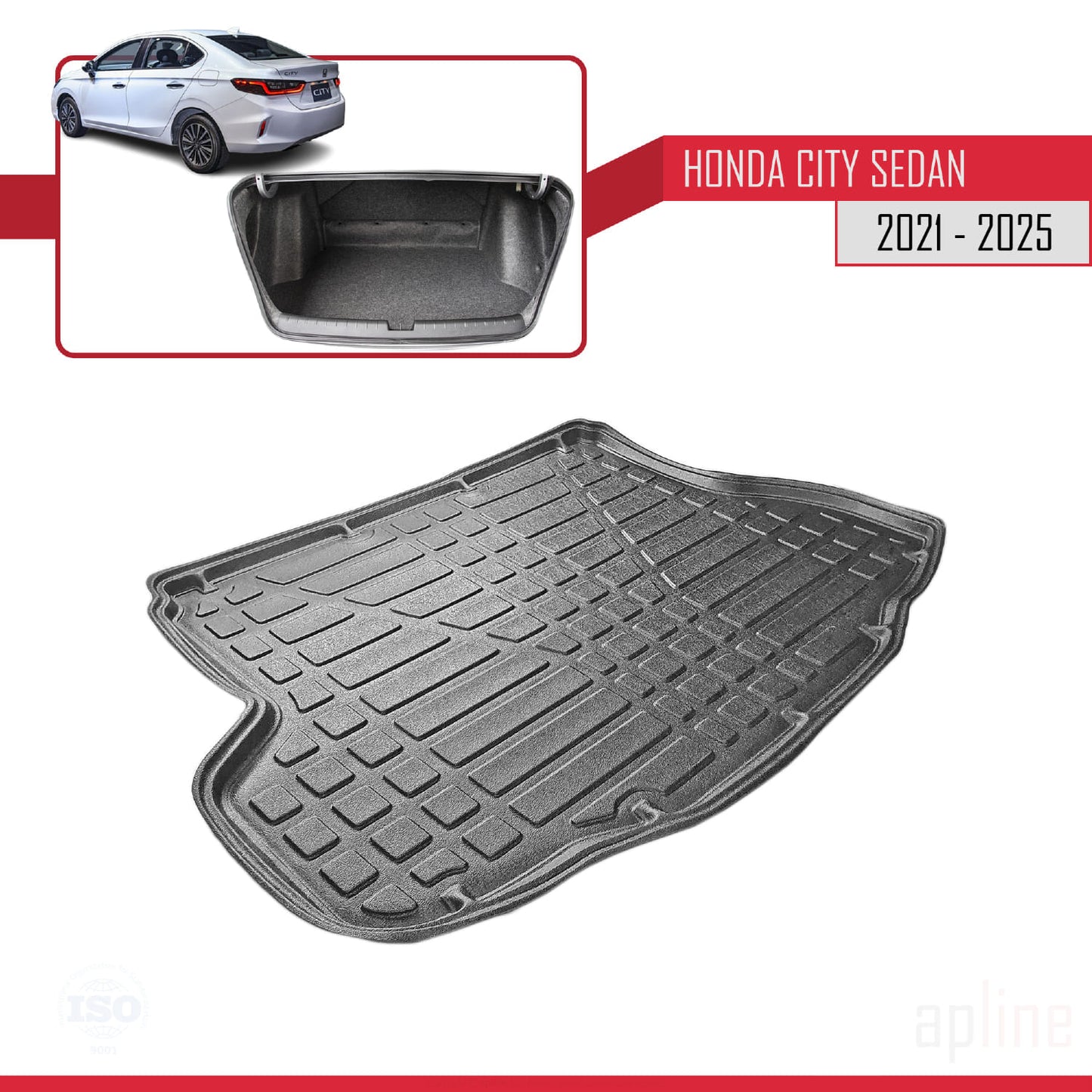 Compatibile con Honda City 2021-2025 Tappetino flessibile per bagagliaio, nero
