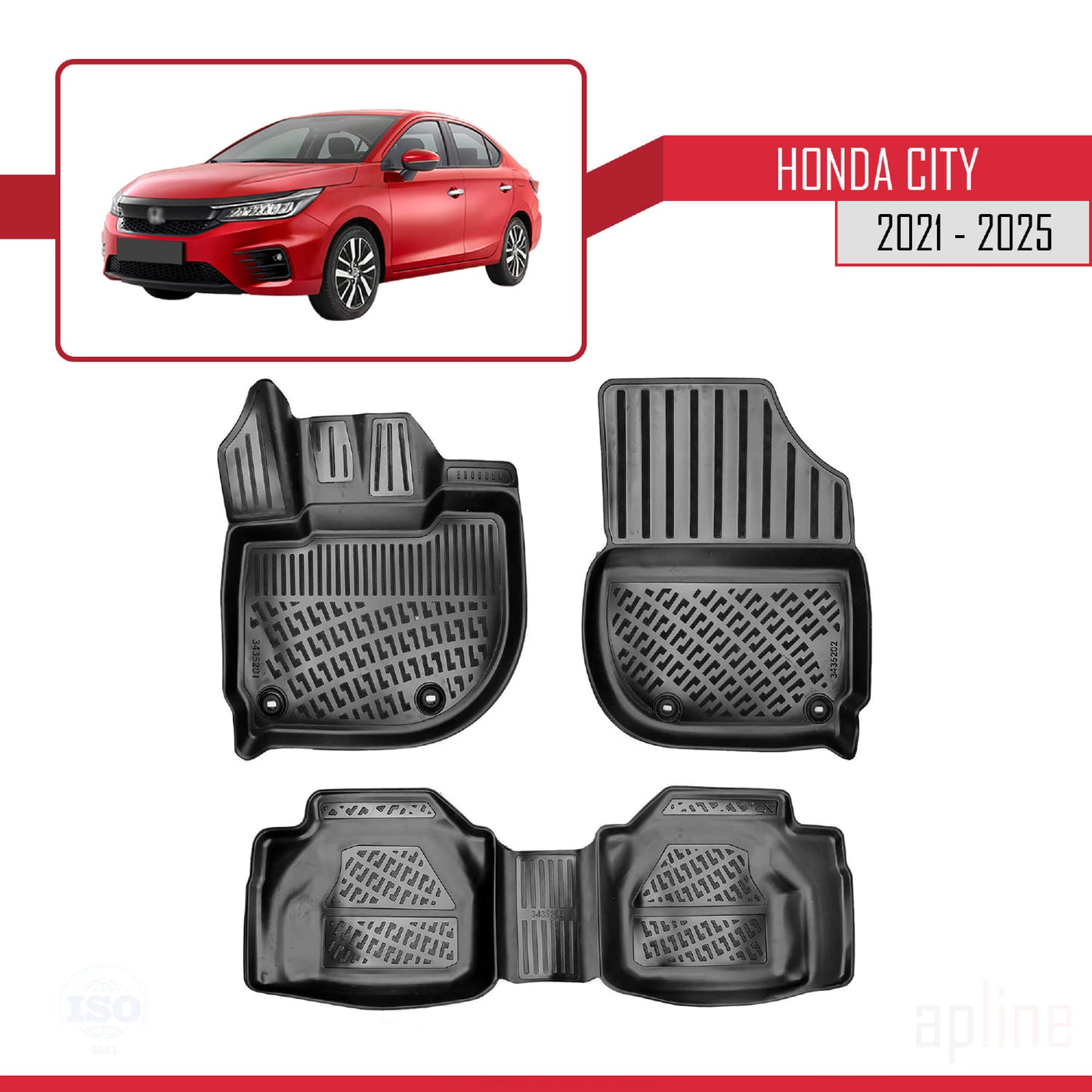 Tappetini auto compatibili con Honda City 2021-2025 4D neri