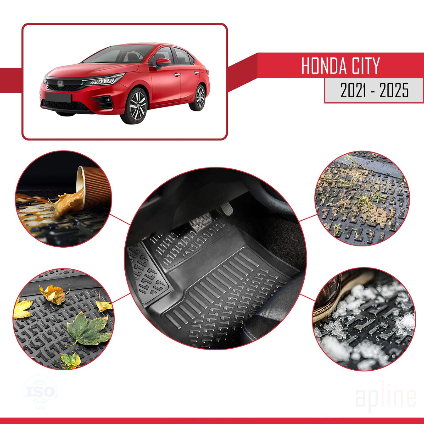 Tappetini auto compatibili con Honda City 2021-2025 4D neri