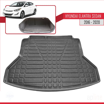 Compatibile con Hyundai Elantra 6 2016-2020 Tappetino flessibile per bagagliaio, piano di carico, nero