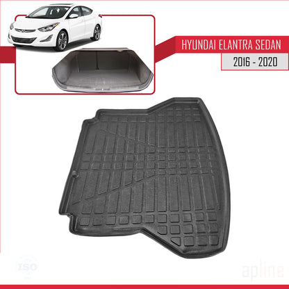 Compatibile con Hyundai Elantra 6 2016-2020 Tappetino flessibile per bagagliaio, piano di carico, nero