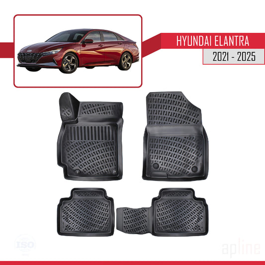Compatibile con Hyundai Elantra 7 2021-2025 4D Tappeti in Gomma Nero