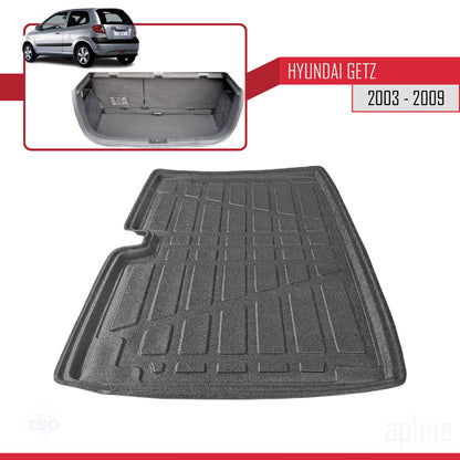 Compatible with Hyundai Getz 2003-2009 Flexible Trunk Mats Cargo Liner Black
