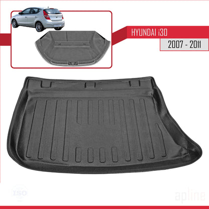 Compatibile con Hyundai i30 (FD) HB 2007-2011 Tappetino flessibile per bagagliaio, nero