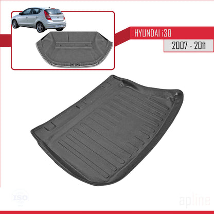 Compatibile con Hyundai i30 (FD) HB 2007-2011 Tappetino flessibile per bagagliaio, nero