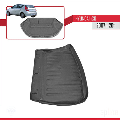 Compatibile con Hyundai i30 (FD) HB 2007-2011 Tappetino flessibile per bagagliaio, nero