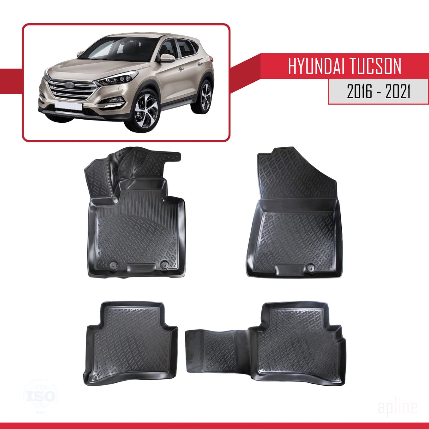 Tappetini auto compatibili con Hyundai Tucson 3 (TL) 2016-2021 4D neri