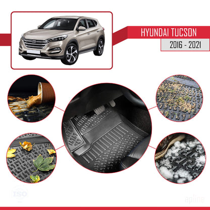 Tappetini auto compatibili con Hyundai Tucson 3 (TL) 2016-2021 4D neri