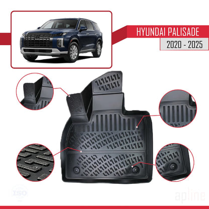 Tappetini auto compatibili con Hyundai Palisade (7 Koltuk) 2020-2025 4D neri