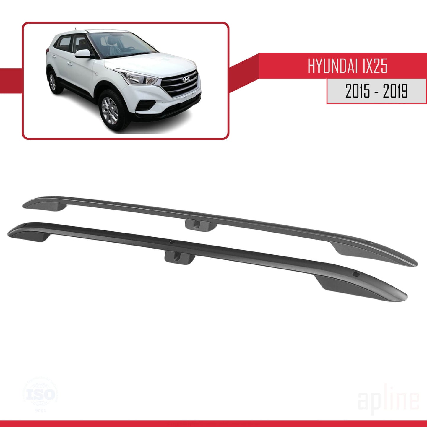 Compatibile con Hyundai ix25 2015-2019 (passo corto L1/H1) Barre portatutto (modello adesivo) Nero