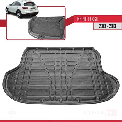 Compatible with Infiniti FX30d 2010-2013 Flexible Trunk Mats Cargo Liner Black