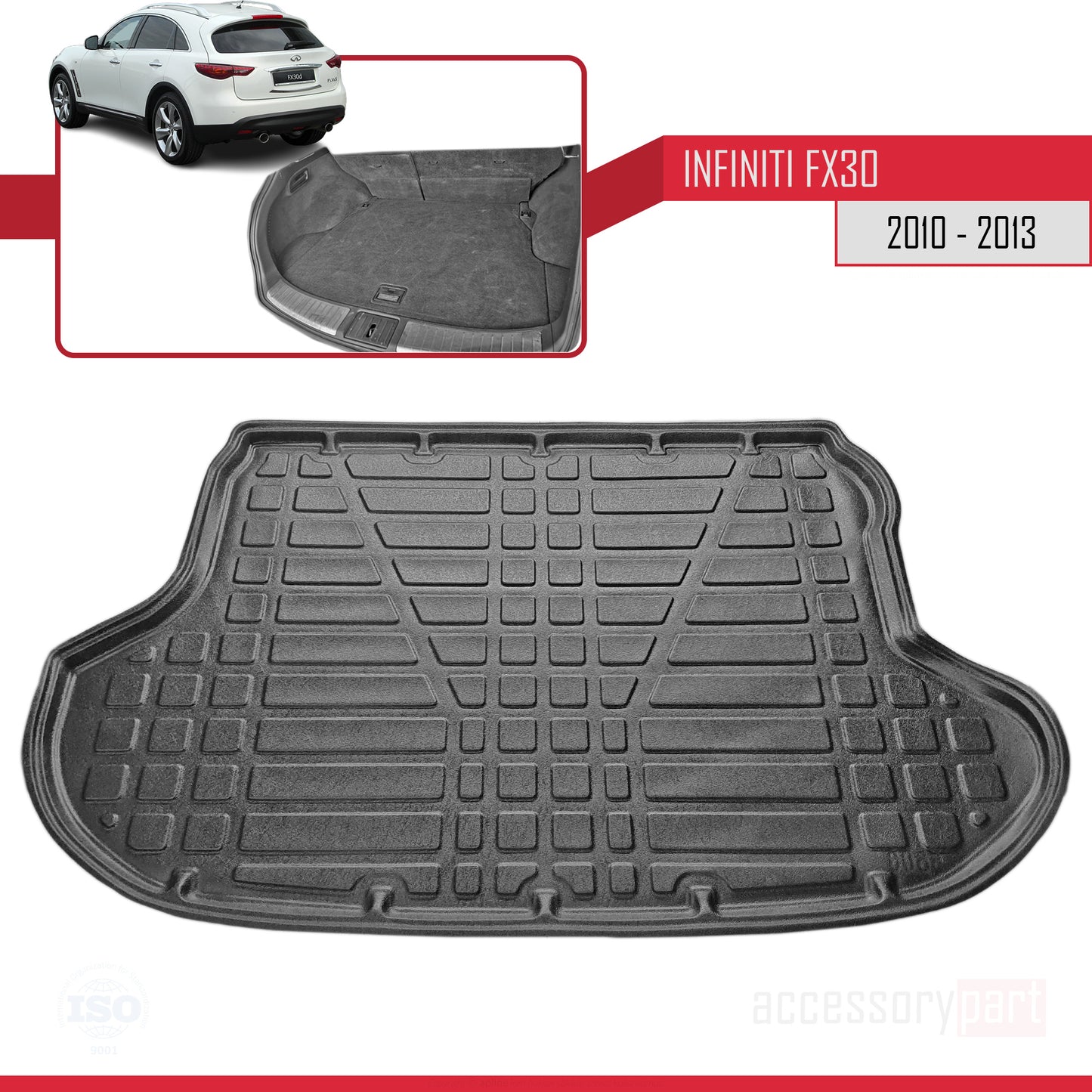 Tapis de Coffre pour Infiniti FX30 2010-2013 Flexible NOIR