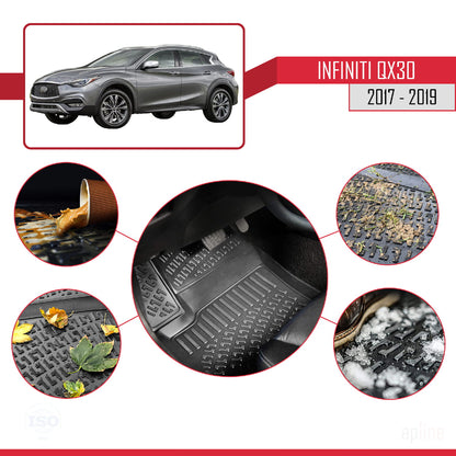 Compatible avec Infiniti QX30 (H15) 2017-2019 4D Tapis de Voiture Noir