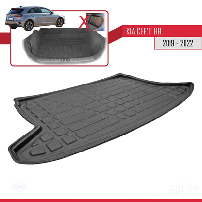 Compatible avec Kia Ceed 3 (CD) 2019-2025 Flexible Tapis de Coffre Plancher de Chargement Noir