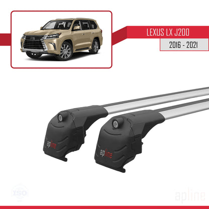 Compatible avec Lexus LX 3 (J200) 2016-2021 ACE-2 Barres de Toit Railing Porte-Bagages de Voiture Gris Aluminium 2 Barres