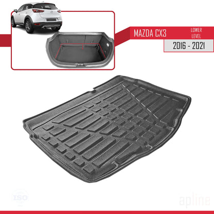 Compatible avec Mazda CX-3 (DK) 2016-2021 Flexible Tapis de Coffre Plancher de Chargement Noir