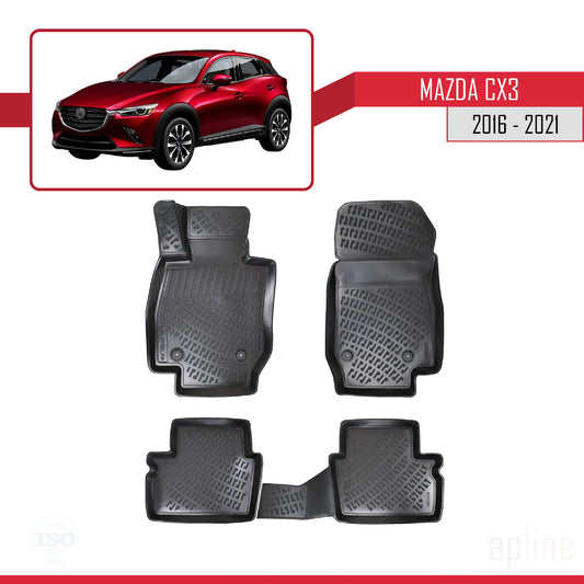 Compatibile con Mazda CX-3 (DK) 2016-2021 4D Tappeti in Gomma Nero