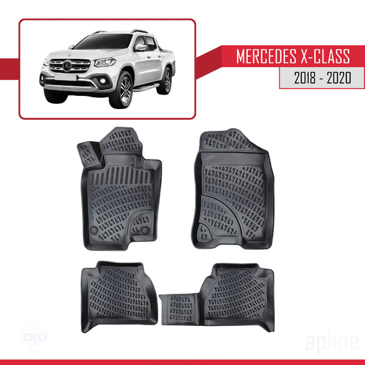 Compatibile con Mercedes Classe X (470) 2018-2020 4D Tappeti in Gomma Nero