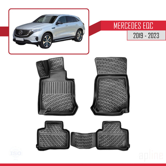 Compatibile con Mercedes EQC (N293) 2019-2023 4D Tappeti in Gomma Nero