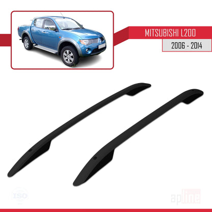 Compatible avec Mitsubishi L200 IV 2006-2014 (Empattement Court L1/H1) Rails de Toit Porte-bagages sur le Toit (Modèle Adhésif) Noir