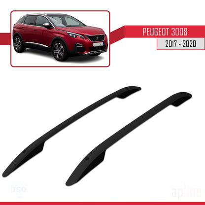 Compatible avec Peugeot 3008 II (P84) Pre-Facelift 2017-2020 (Empattement Court L1/H1) Rails de Toit Porte-bagages sur le Toit (Modèle Adhésif) Noir
