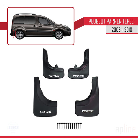 Compatibile con Peugeot Partner 2 Tepee 2008-2018 Parafanghi Anteriori e Posteriori Set del Veicolo 4 Pezzi Nero