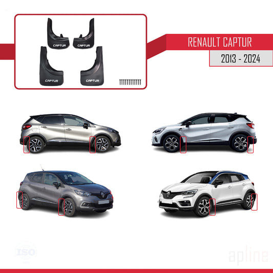 Compatibile con Renault Captur (J87) 2013-2024 Parafanghi Anteriori e Posteriori Set del Veicolo 4 Pezzi Nero