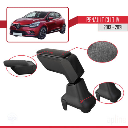 Mittelarmlehne für Renault Clio (4) 2013–2023, Ablagefach in der Mittelkonsole, schwarzes Kunstleder