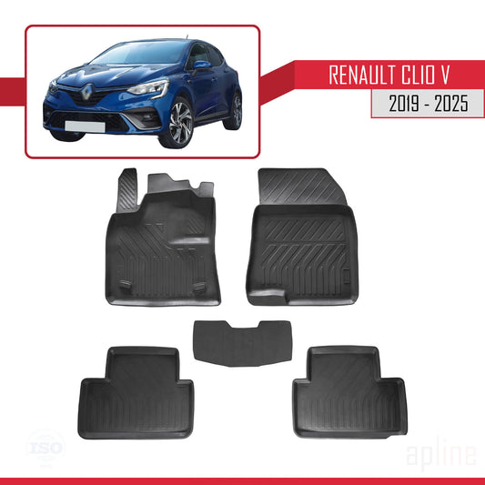 Compatibile con Renault Clio 5 2019-2025 4D Tappeti in Gomma Nero