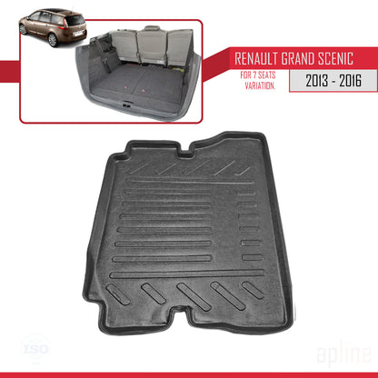 Compatible avec Renault Grand Scenic 3 2013-2016 Flexible Tapis de Coffre Plancher de Chargement Noir