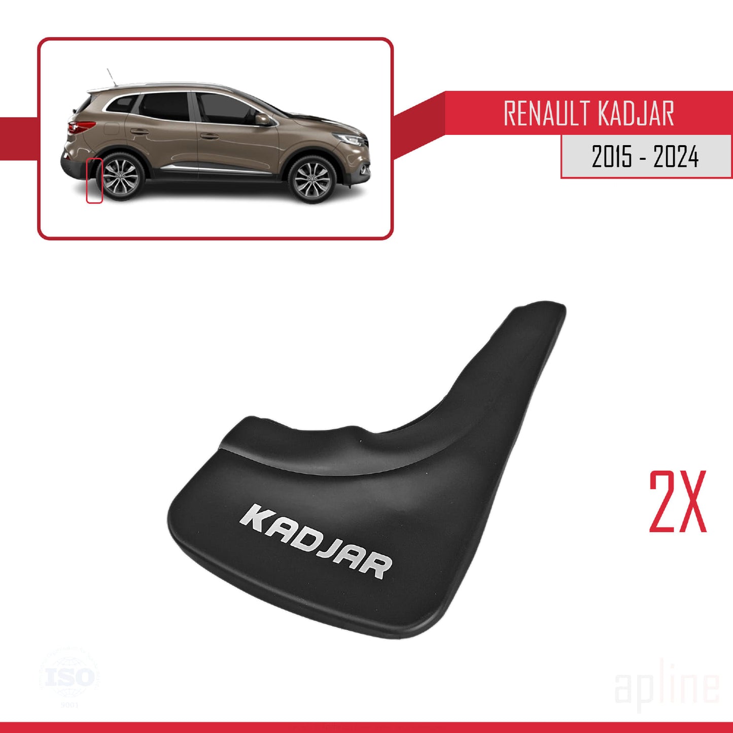 Compatible avec Renault Kadjar 2015-2022 Jeu de Bavettes Garde-boue Avant et Arrière de Voiture 4 Pcs Noir