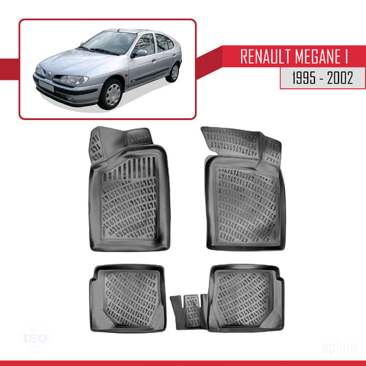 Compatibile con Renault Megane 1995-2001 4D Tappeti in Gomma Nero
